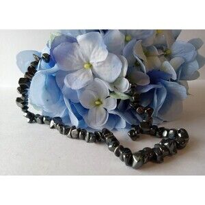 VTG Hematite Chip Necklace with Ornate Irregular Hook Clasp (AS IS)